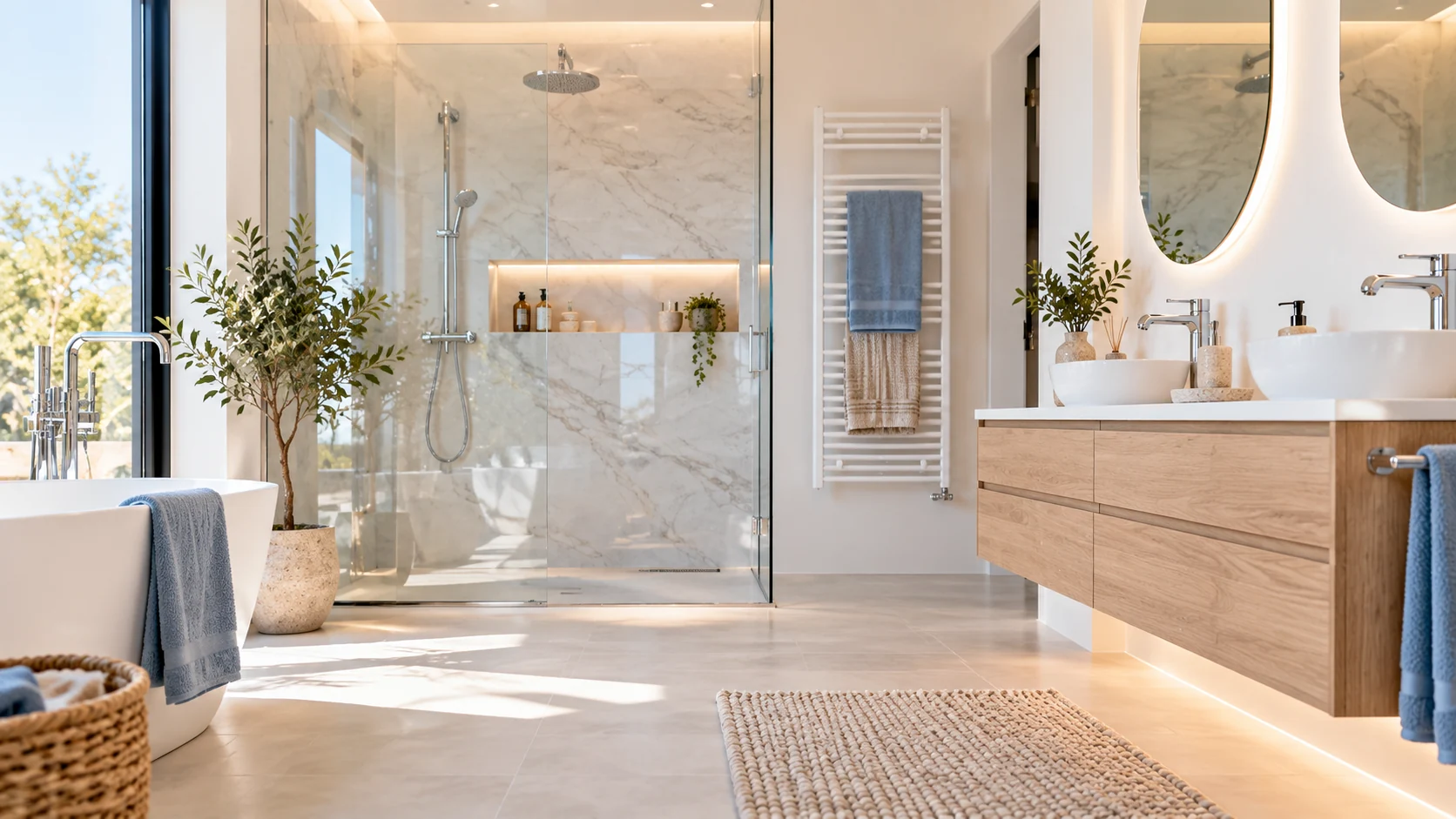 Salle de bain contemporaine, visuel d’illustration sans personne